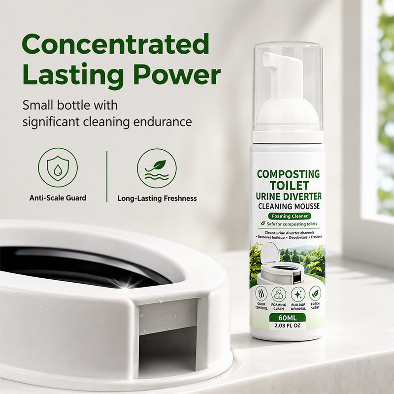 🚽 Foaming Toilet Cleaner Mousse, Eco‑Friendly Composting Toilet Foam Cleaner, Odor Neutralizing Mousse for Mineral Buildup & Urine Diverter Deep Cleaning