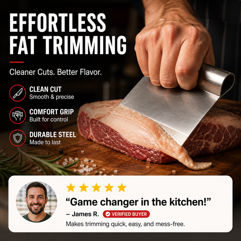 🥩 Ergonomic Curved Meat Scraper for Fat & Fascia Removal