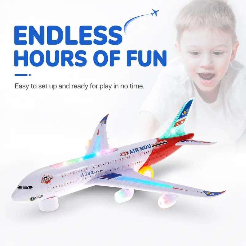 Bump & Go Instantly! No-Stop Light-Up Musical Airplane