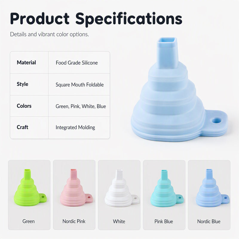 Foldable Silicone Collapsible Wide Mouth Funnel