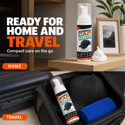 🧢50% OFF NOW! No‑Rinse Baseball Cap Foam Cleaner, Deep Clean Hat Foam Cleaning Spray, Sweat Stain & Dust Remover for Baseball Hats, Quick Dry Cap Care Solution