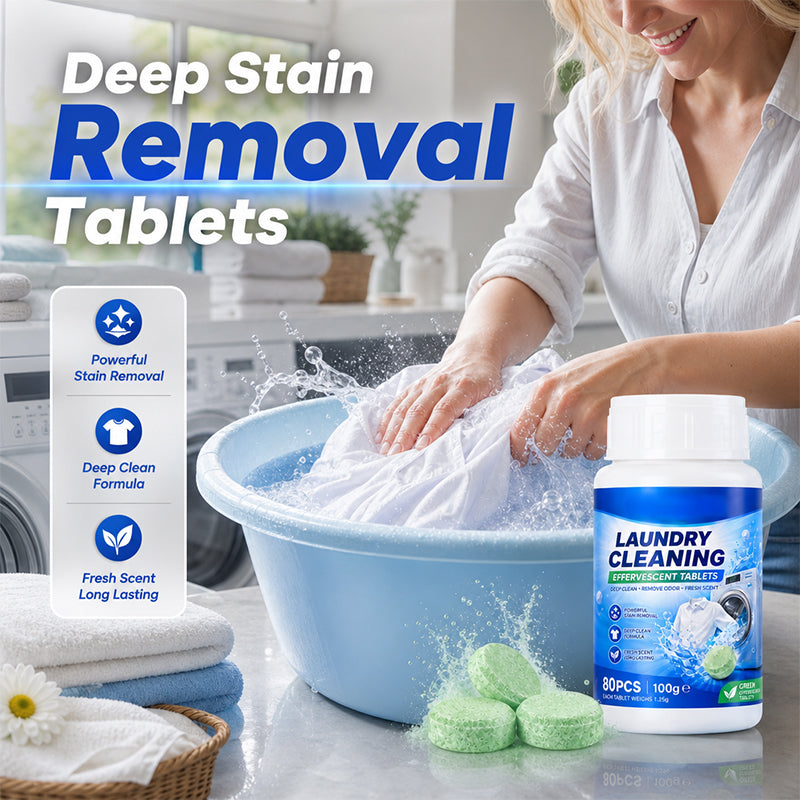 🧼50% OFF NOW! Laundry Stain Remover Effervescent Tablets, Deep Stain Removal Laundry Cleaning Tablets, Fresh‑Scent Soaking Cleaner for Clothes, Multi‑Purpose Garment Cleaning Tabs