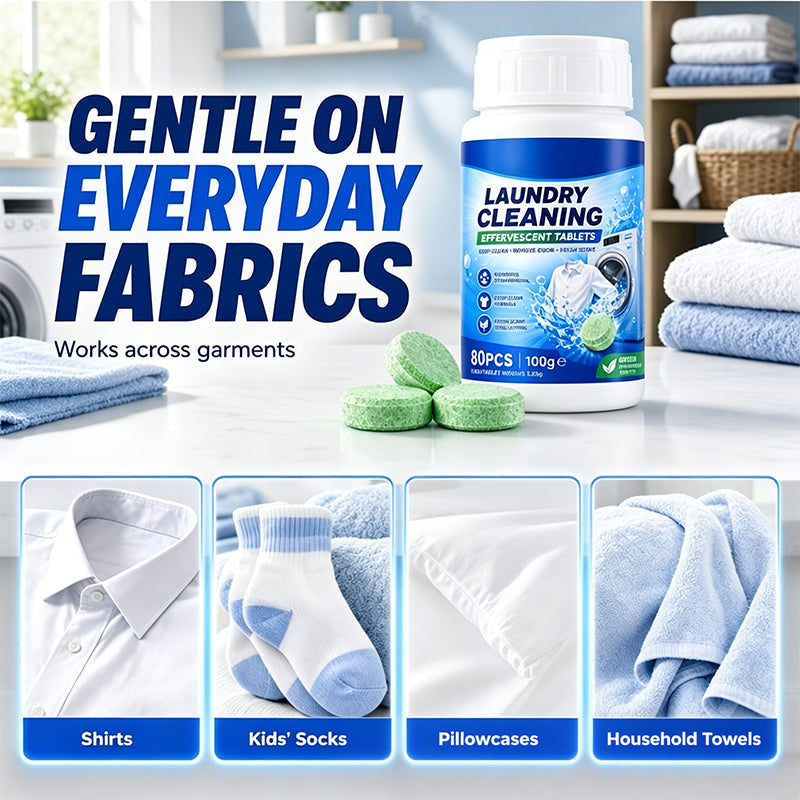 🧼50% OFF NOW! Laundry Stain Remover Effervescent Tablets, Deep Stain Removal Laundry Cleaning Tablets, Fresh‑Scent Soaking Cleaner for Clothes, Multi‑Purpose Garment Cleaning Tabs