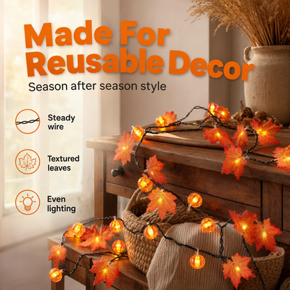 LED Maple Leaf Pumpkin String Lights