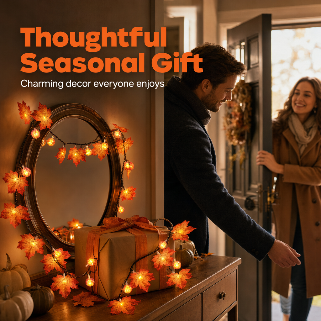 LED Maple Leaf Pumpkin String Lights