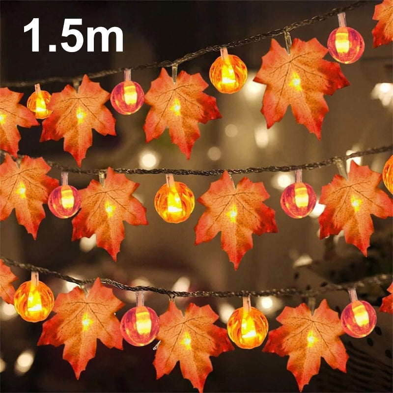 LED Maple Leaf Pumpkin String Lights