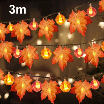 LED Maple Leaf Pumpkin String Lights