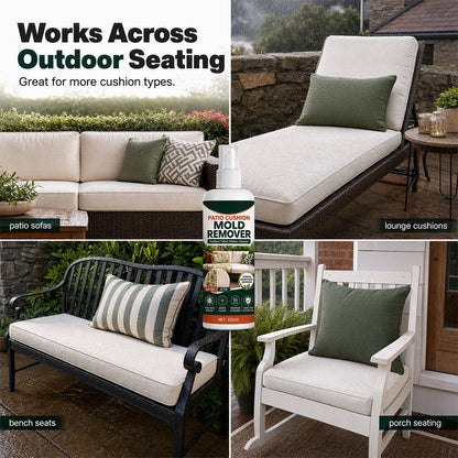 🧽50% OFF NOW! Patio Cushion Mold Remover Spray, Powerful Mildew Stain Cleaner, Quick Mold & Mildew Stain Removal Spray Safe for Outdoor Fabric Cushions, Patio Furniture Upholstery Cleaning Solution