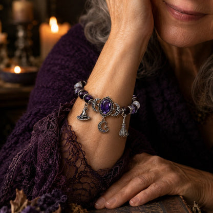 💜 Gothic Purple Rhinestone Halloween Bracelet