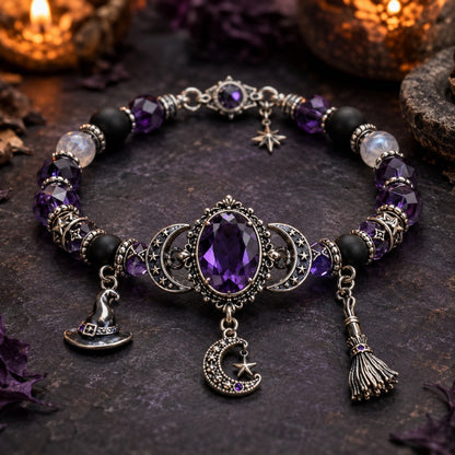 💜 Gothic Purple Rhinestone Halloween Bracelet