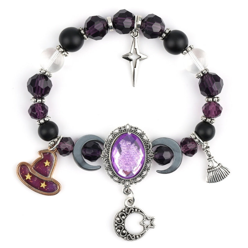 💜 Gothic Purple Rhinestone Halloween Bracelet