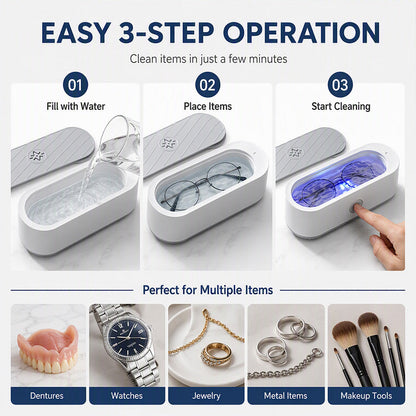 🔥LAST DAY SALE ONLY ￡7.99!!✨50K+ SOLD!🎁Multifunctional Ultrasonic Cleaner for Jewelry, Watches & Dentures, 3W Cordless Deep Cleaning