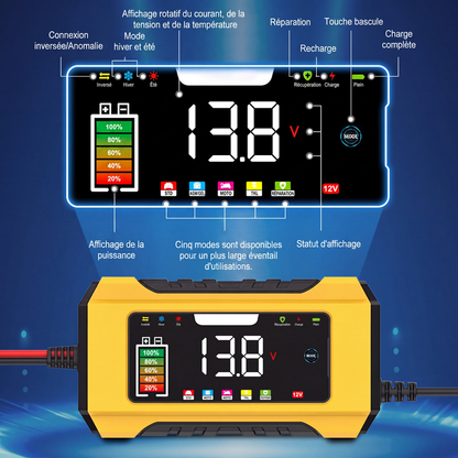 🔋 50% OFF NOW! 🚗 Smart Car Battery Charger – 9-Stage Charging, Pulse Repair & LCD Display – 12V 6A for Lead-Acid Batteries 🛡️