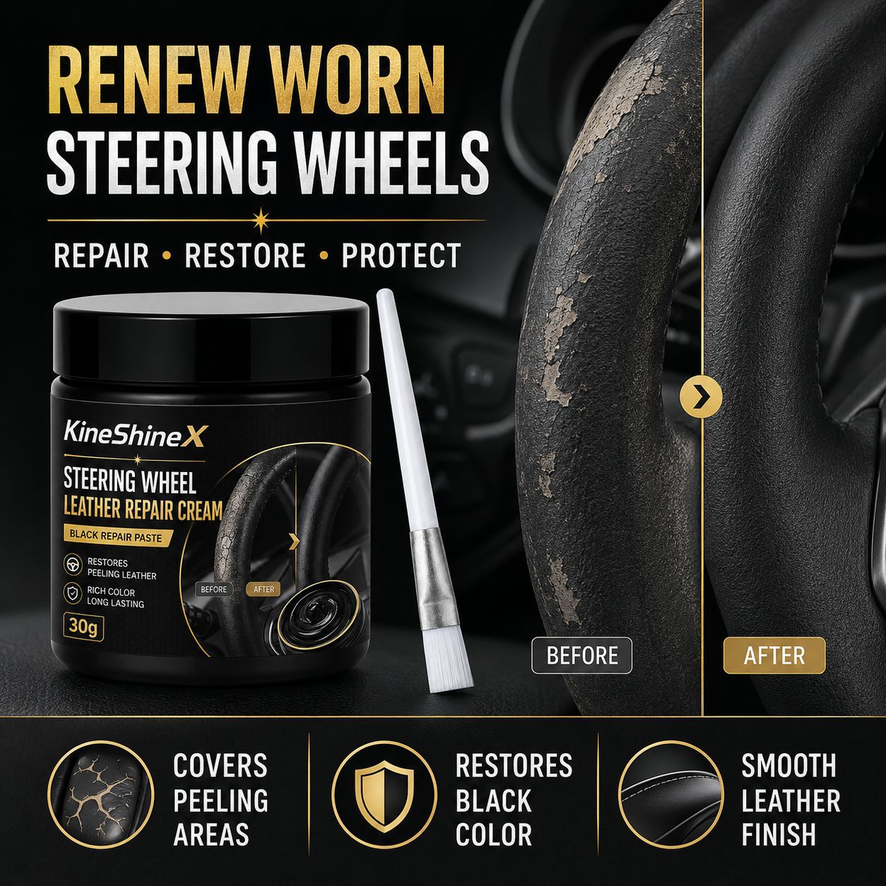 🔥Last day of the limited-time 50% off sale!🔥Leather Repair Cream for Steering Wheels