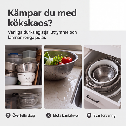 🥗 3-Piece Collapsible Colander Set with Draining Base – Space-Saving Kitchen Strainers for Fruits, Pasta & Vegetables