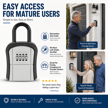 🔐50% OFF NOW! Wall‑Mount Waterproof Key Lock Box‑ 4‑Digit Combination Key Storage Safe Box, Hangable Outdoor Key Holder for Home, Rental, Office & Job Site
