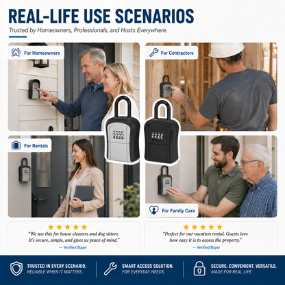 🔐50% OFF NOW! Wall‑Mount Waterproof Key Lock Box‑ 4‑Digit Combination Key Storage Safe Box, Hangable Outdoor Key Holder for Home, Rental, Office & Job Site