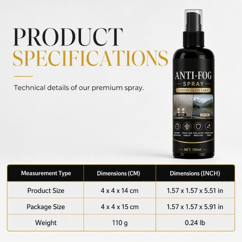 Car Glass Anti-Fog Spray for Clear Visibility