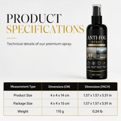 Car Glass Anti-Fog Spray for Clear Visibility