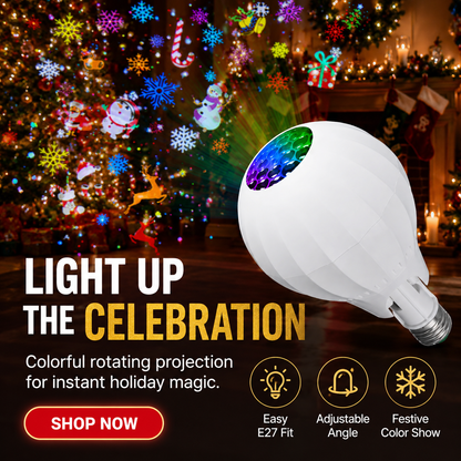 🎄 Rotating Christmas Projector Bulb | 16 Patterns
