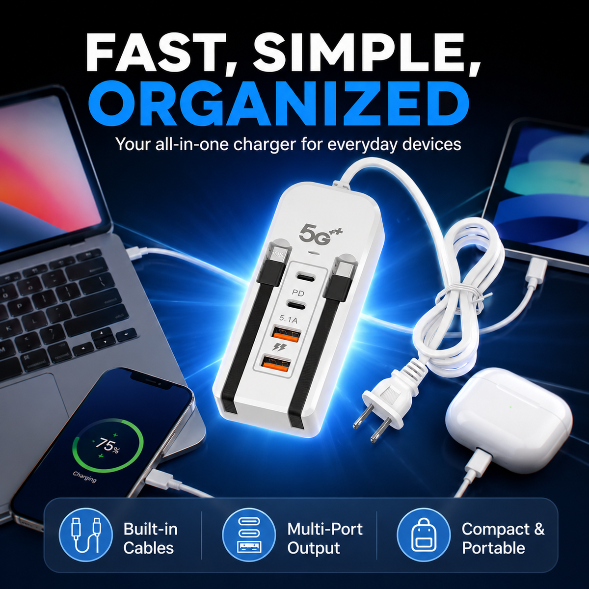 Multi-Port USB Desktop Charging Station