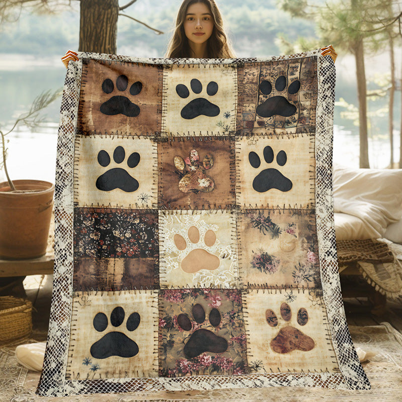 🐾 50% OFF! 🧸 Cute Paw Print Soft Flannel Blanket — Cosy Comfort for Chilly Days ✨