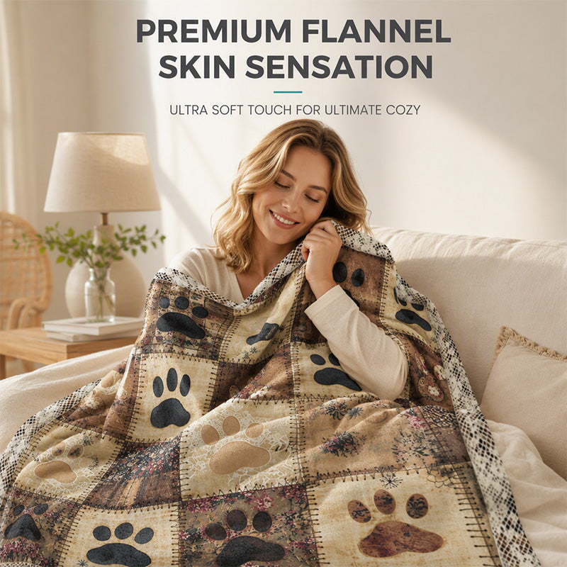 🐾 50% OFF! 🧸 Cute Paw Print Soft Flannel Blanket — Cosy Comfort for Chilly Days ✨