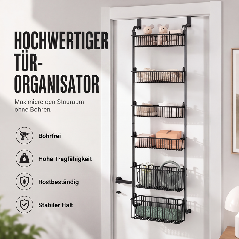 🚪 50% OFF! ✨ Over the Door Hanging Organizer – Drill-Free Installation, Multi-Tier Carbon Steel Baskets & Space-Saving Design – Practical Storage for Any Room 🧺