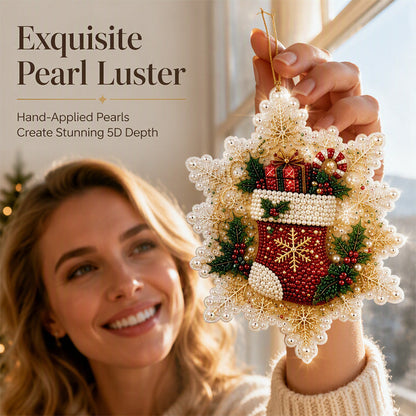 🎄50% OFF NOW! Christmas DIY Painting Hanging Ornaments Set‑5D Pearl Rhinestone DIY Christmas Tree Decorations, Festive Handmade Craft Kit for Holiday Home Decor
