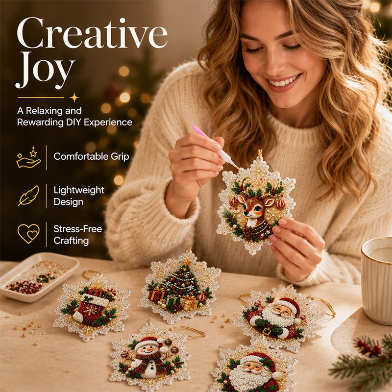 🎄50% OFF NOW! Christmas DIY Painting Hanging Ornaments Set‑5D Pearl Rhinestone DIY Christmas Tree Decorations, Festive Handmade Craft Kit for Holiday Home Decor