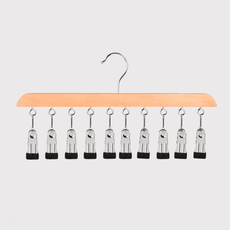 Hang 10 Items Instantly! No-Slip Wooden Multi-Clip Organizer