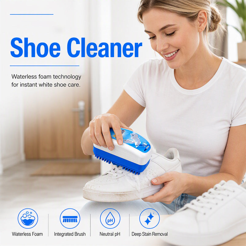⏰All-in-One Shoe Cleaning Brush with Built-In Cleaner