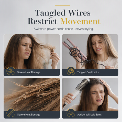 2-in-1 Cordless Electric Hair Straightener & Curling Brush
