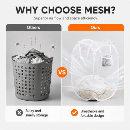 Large Capacity Foldable Mesh Laundry Hamper