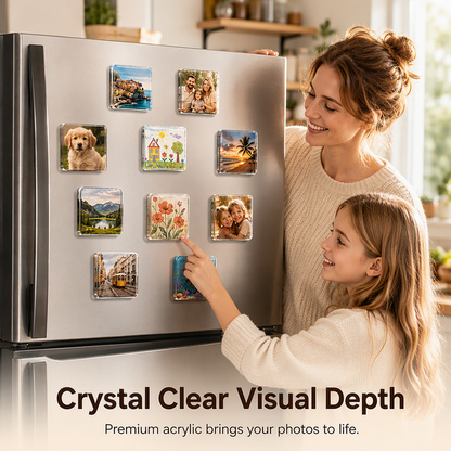 ⏳Time-Limited Special⏰ Clear Acrylic DIY Fridge Magnet Kit – Turn Photos, Drawings & Little Memories Into Custom Fridge Magnets, A Fun Craft Activity for Home & Gifting 🧲