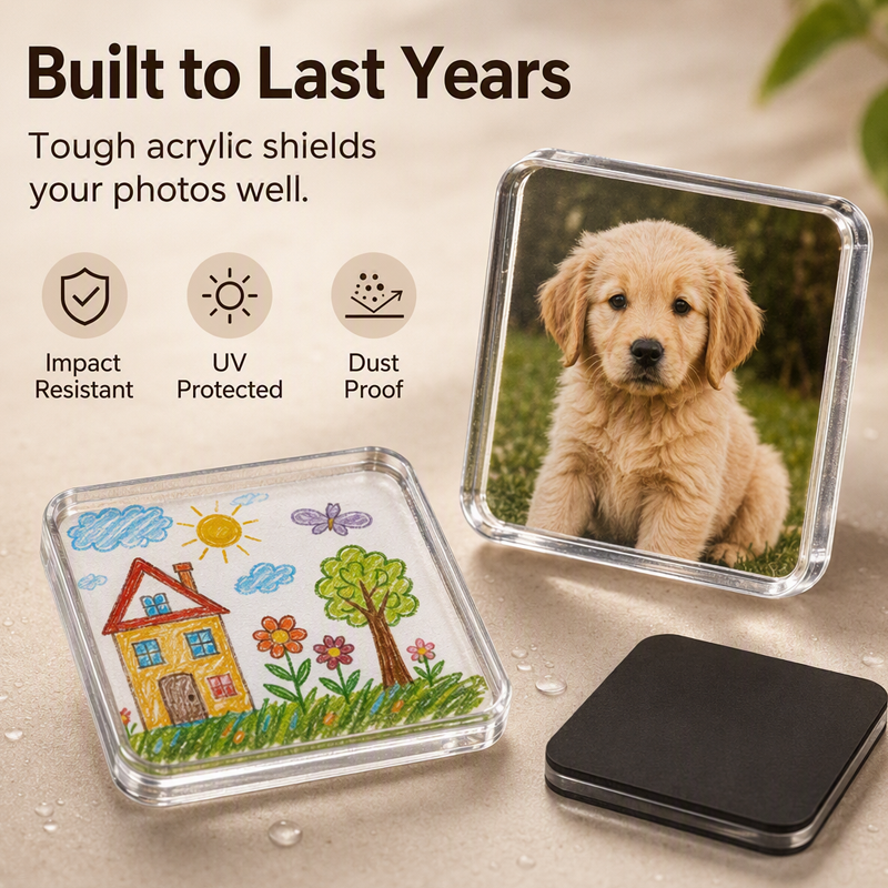 ⏳Time-Limited Special⏰ Clear Acrylic DIY Fridge Magnet Kit – Turn Photos, Drawings & Little Memories Into Custom Fridge Magnets, A Fun Craft Activity for Home & Gifting 🧲