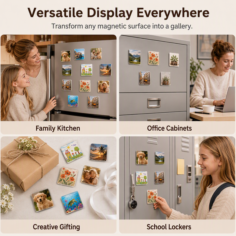 ⏳Time-Limited Special⏰ Clear Acrylic DIY Fridge Magnet Kit – Turn Photos, Drawings & Little Memories Into Custom Fridge Magnets, A Fun Craft Activity for Home & Gifting 🧲