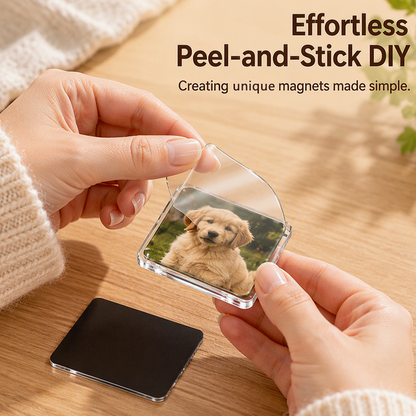 ⏳Time-Limited Special⏰ Clear Acrylic DIY Fridge Magnet Kit – Turn Photos, Drawings & Little Memories Into Custom Fridge Magnets, A Fun Craft Activity for Home & Gifting 🧲
