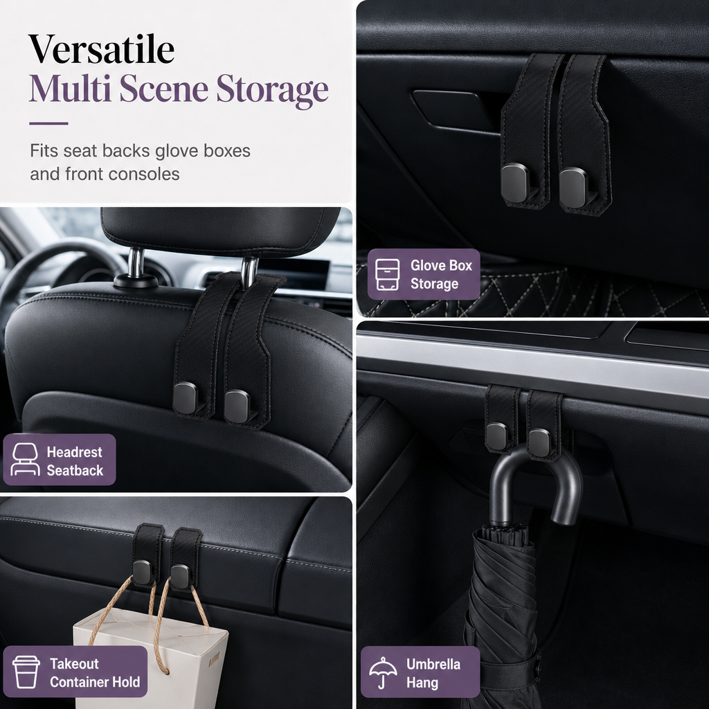 🔥Buy 1 Get 1 Free🚙 Dual-Use Car Hook Organizer