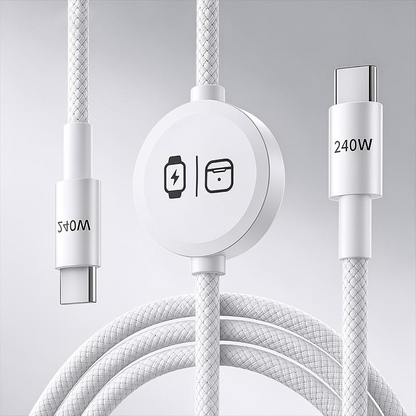 Charge Multi-Devices Instantly! No-Clutter 240W Braided Cable