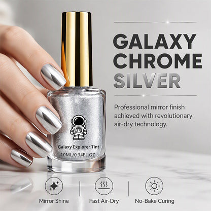 💅 LIMITED-TIME 50% OFF 🔥 No-Bake Nail Polish — Galaxy Chrome Silver, Quick Air-Dry, No UV Lamp