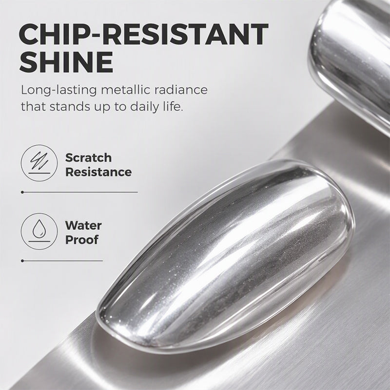 💅 LIMITED-TIME 50% OFF 🔥 No-Bake Nail Polish — Galaxy Chrome Silver, Quick Air-Dry, No UV Lamp