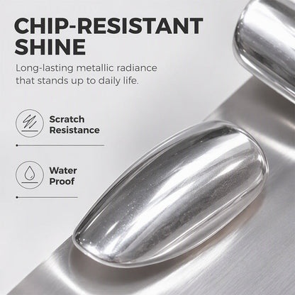 💅 LIMITED-TIME 50% OFF 🔥 No-Bake Nail Polish — Galaxy Chrome Silver, Quick Air-Dry, No UV Lamp