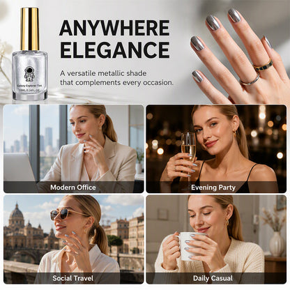 💅 LIMITED-TIME 50% OFF 🔥 No-Bake Nail Polish — Galaxy Chrome Silver, Quick Air-Dry, No UV Lamp