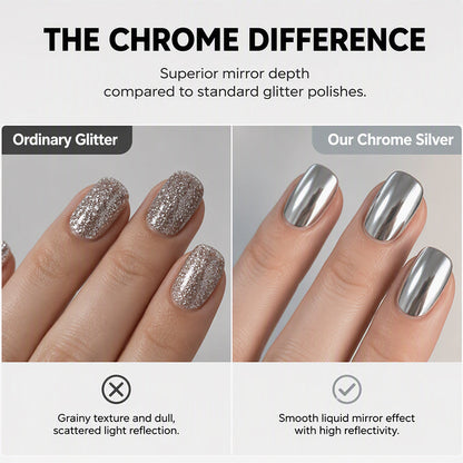 💅 LIMITED-TIME 50% OFF 🔥 No-Bake Nail Polish — Galaxy Chrome Silver, Quick Air-Dry, No UV Lamp