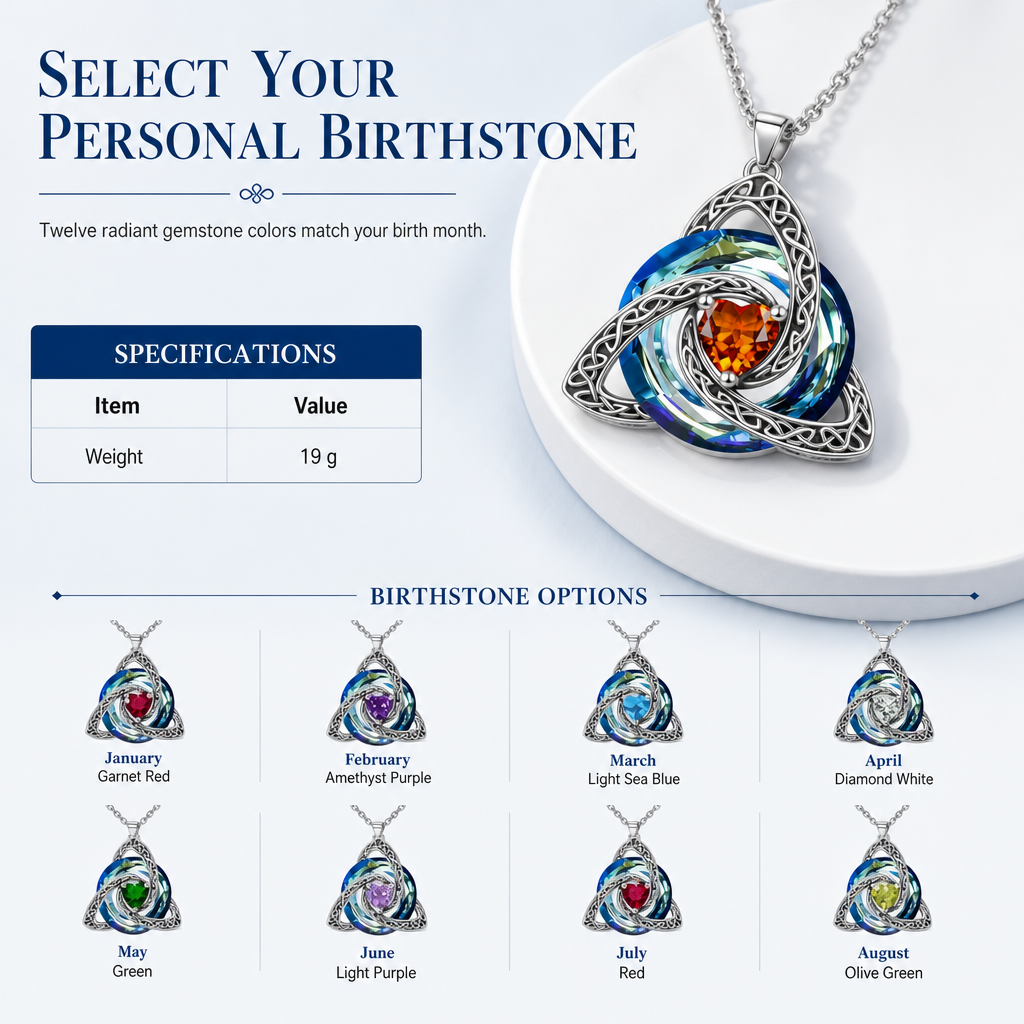 ⏳Limited-time 50% off⏰Women's Celtic Knot Birthstone Pendant Necklace🌀📿