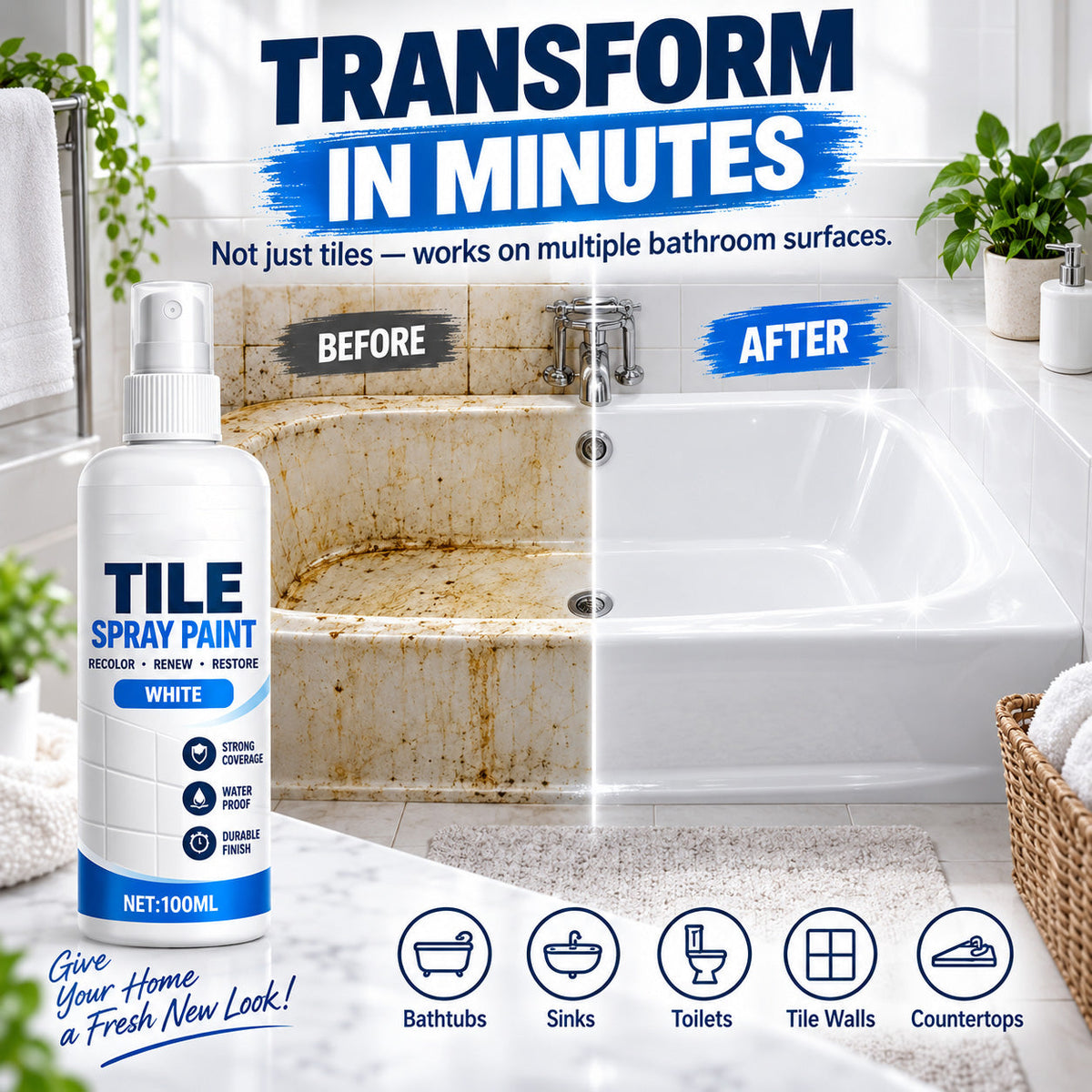 🎨 Tile Renewal Spray Paint | 100ml 3 Colors
