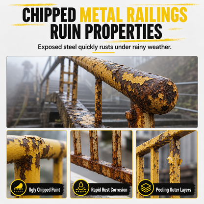 🟨 Metal Guardrail Paint Repair Paste | Brush Kit