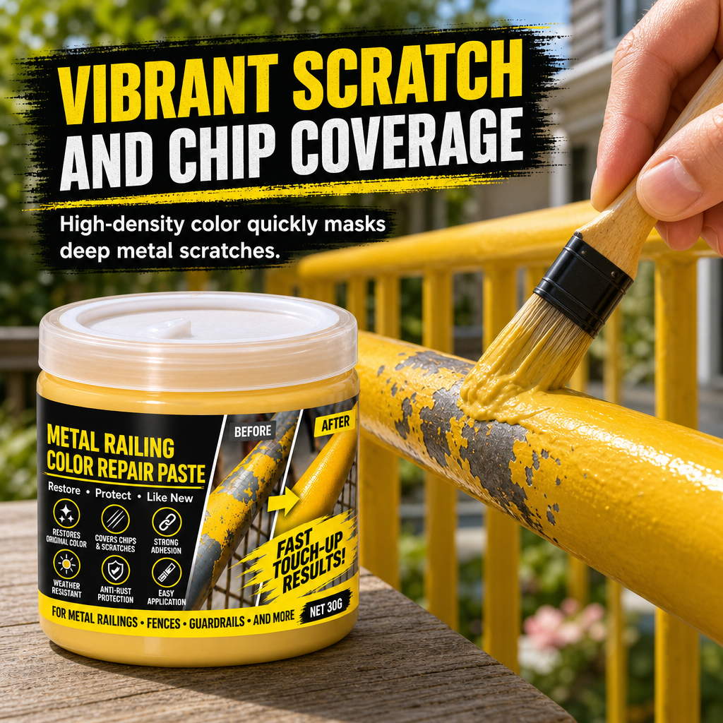 🟨 Metal Guardrail Paint Repair Paste | Brush Kit