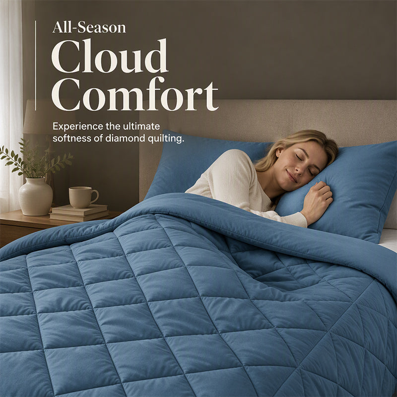 📢📢50% OFF !! ⏰ 3-Piece Quilted Comforter Set with Shams – All-Season Microfiber